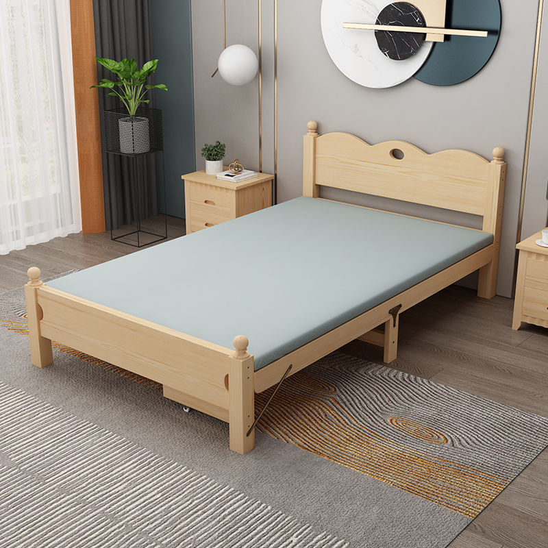 Cama de madera sólida de 1,2 m moderna simple de 1,5 m cama individual cama doble económica de 0,8 m cama plegable con respaldo suave
