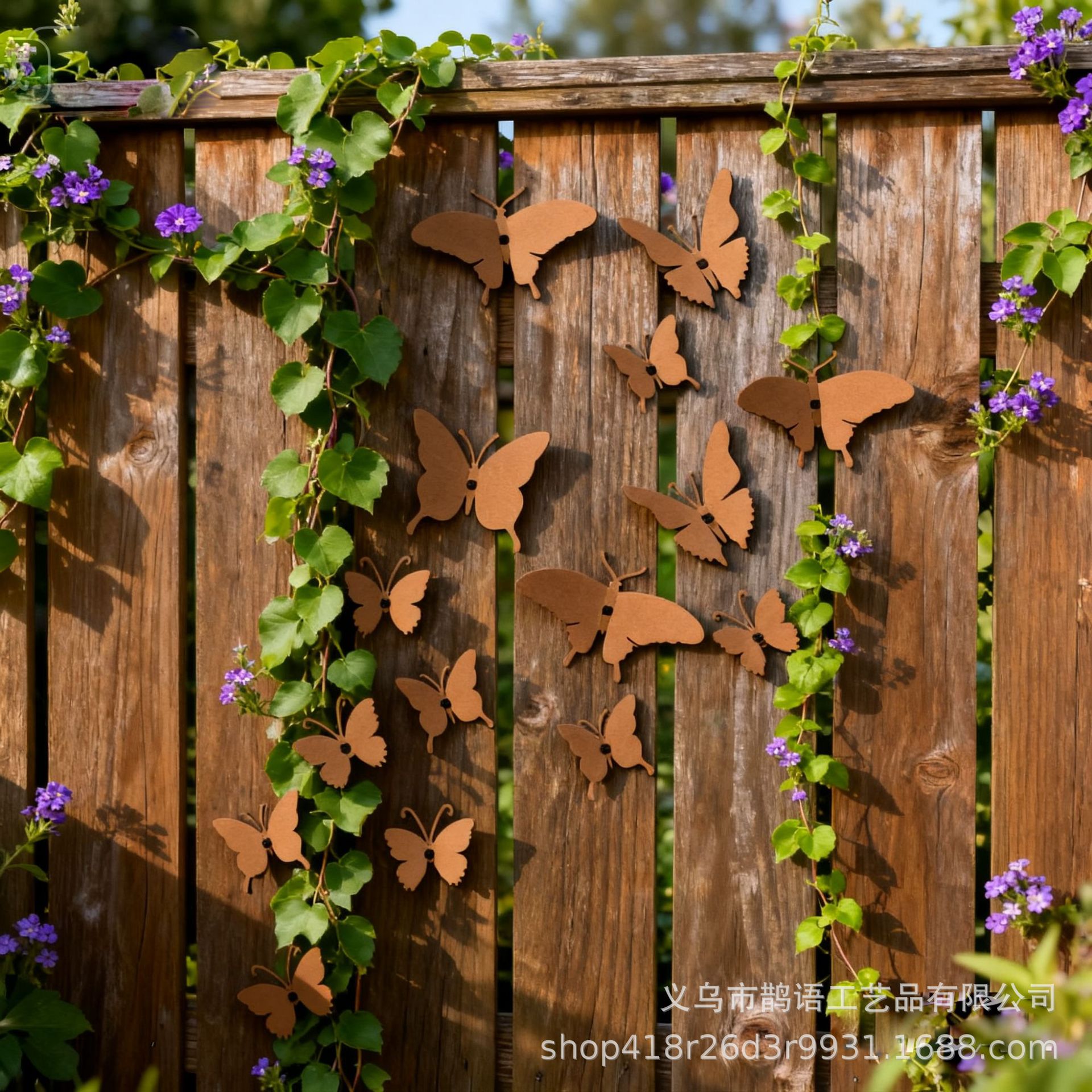 Cross-Border Spring Wrought Iron Artificial Climbing Vine Butterfly Wall Decoration Garden Courtyard Fence Indoor and Outdoor Decorative Wall Props