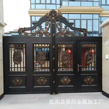 金属别墅铝艺大门 金属锻打铝艺防盗门 庭院铝合金大门代加工定制