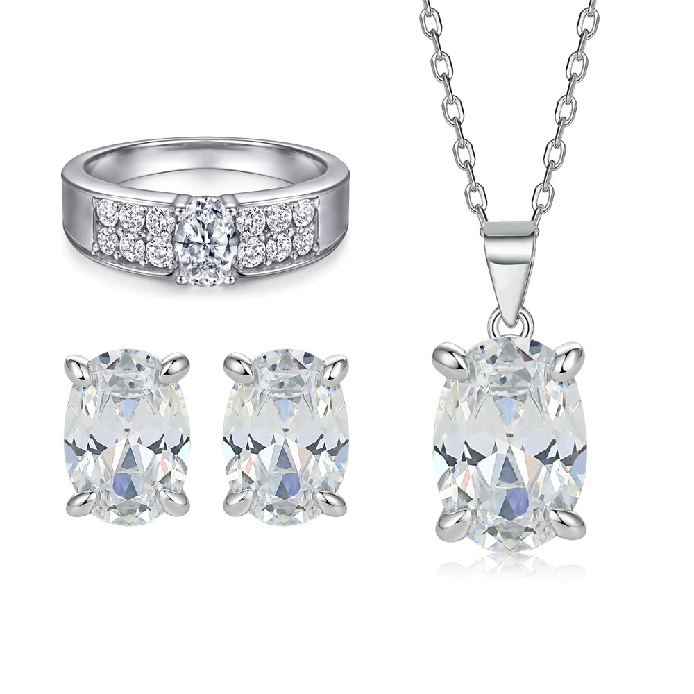 Jewelry, zirconium, pendant, necklace, small earrings, ring, European style, 925 sample silver, silver 925 sample