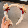 Plush headband, cartoon hairgrip for face washing, hairpins, hair accessory, with little bears, internet celebrity