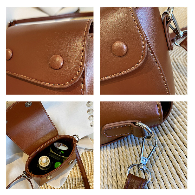 Women's Small Pu Leather Solid Color Vintage Style Magnetic Buckle Crossbody Bag display picture 26