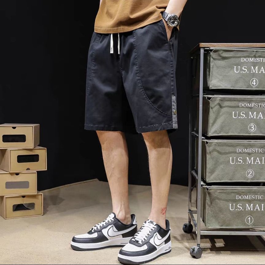 Pantalones cortos de herramientas retro japoneses al por mayor pantalones finos sueltos de cinco puntos para hombres pantalones cortos deportivos de moda casuales rectos