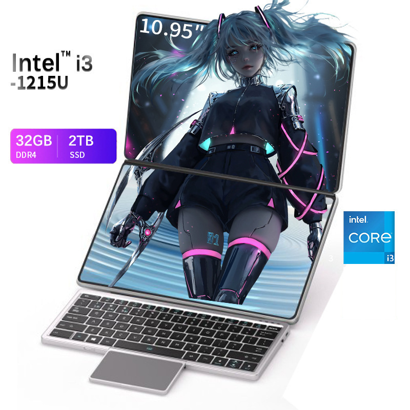 10.95inch Touch Dual Screen Core I3-1215U Tablet Laptop 2-in-1 Portable