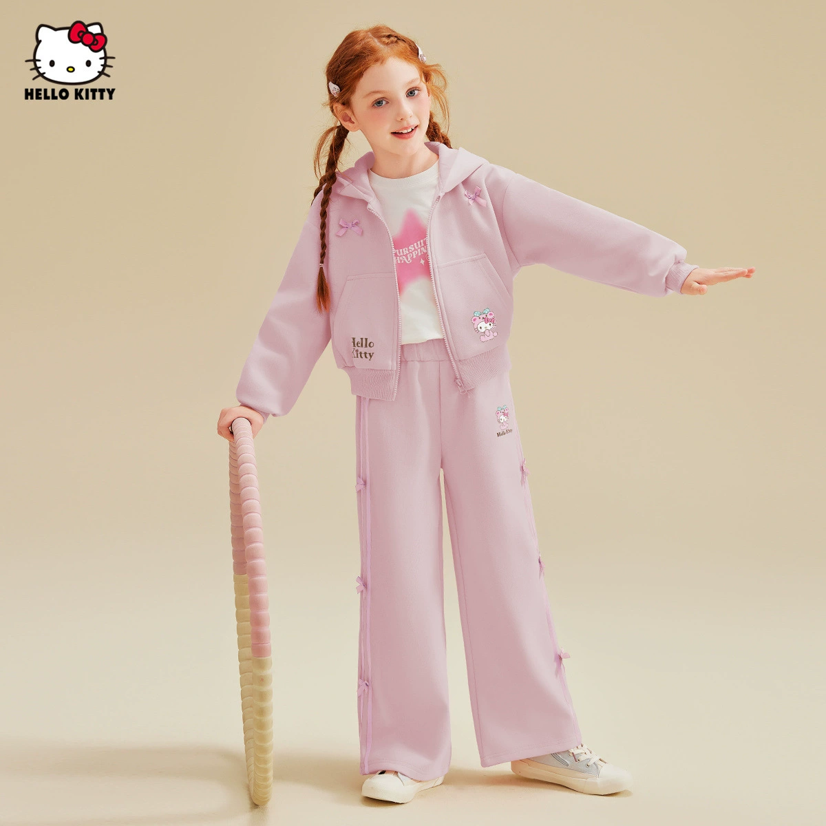 HelloKitty Hello Kitty Girls Весенний Сладкий Повседневный Набор 2025 Butterfly Большой Детский Набор из двух частей