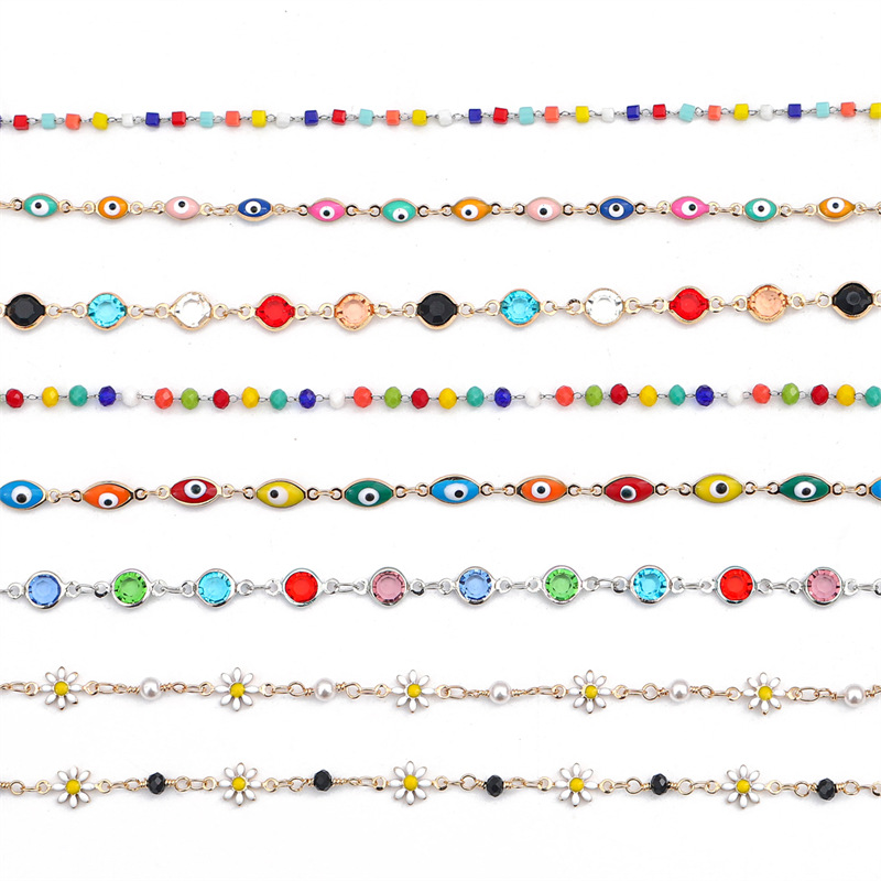 Alloy, Metal, Copper Material Eye, Flower Pattern 50cm/Bag 50cm Alloy Metal Copper Glass Jewelry Accessories