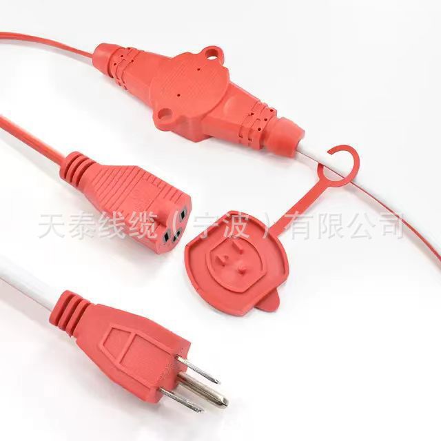 亚马逊SJTW3X16AWG红白双色电源线 圣诞节室外延长上插座带防尘盖