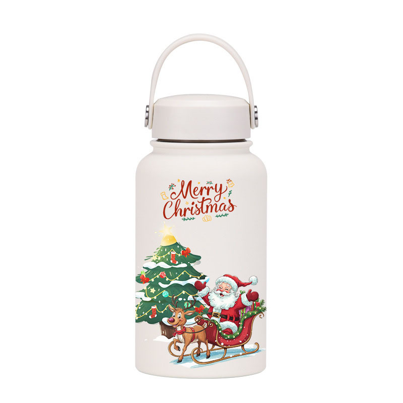 Regalos de Navidad de gran capacidad taza de calor personalizada patrón al aire libre portable taza de agua de Santa