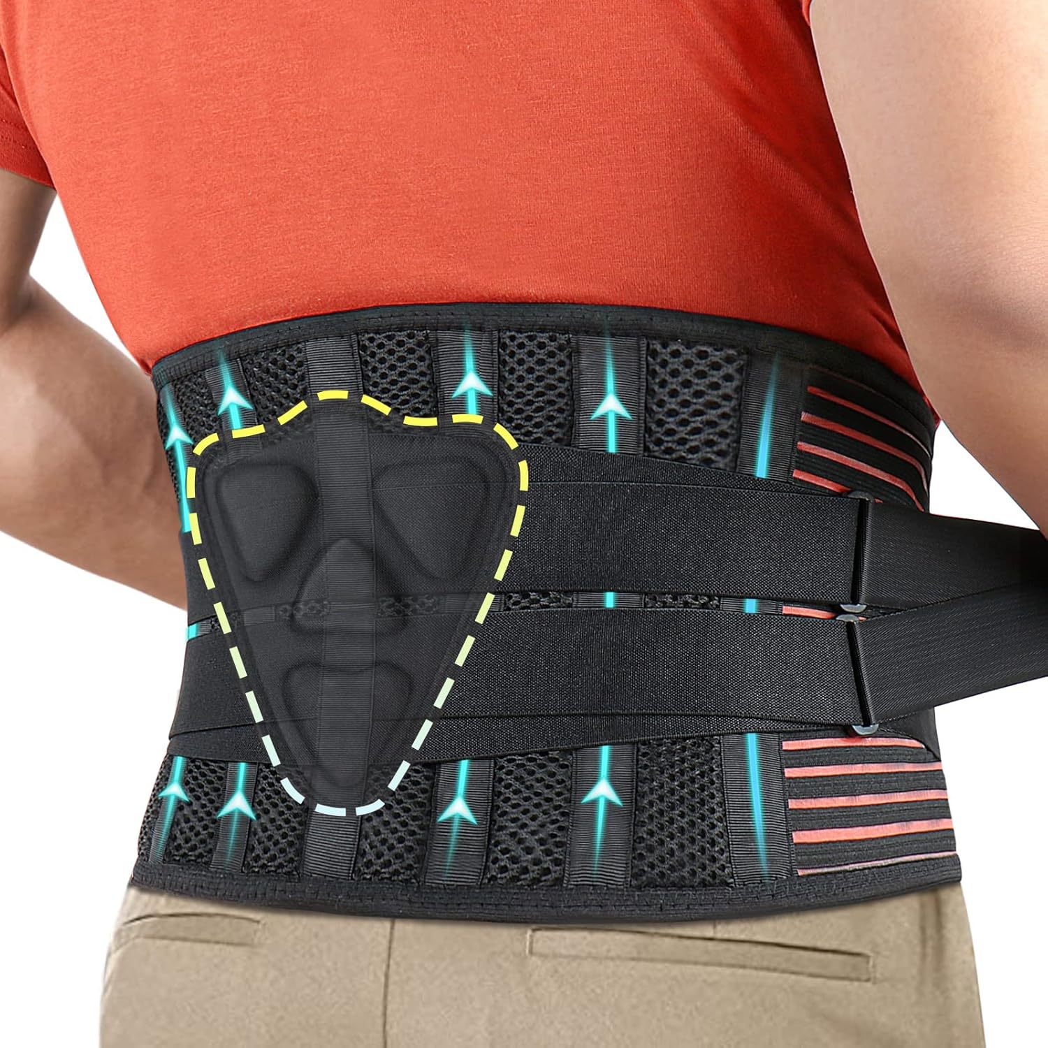 Cinturón de soporte lumbar transfronterizo superventas con doble compresión para deportes y fitness, cinturón de soporte lumbar transpirable y antideslizante.