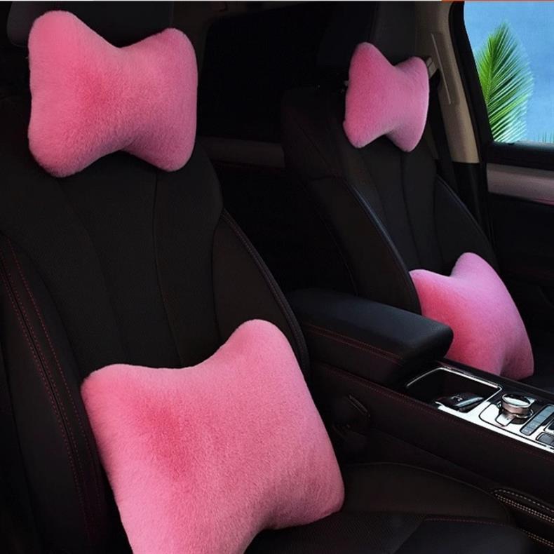 Car Plush Headrest Pillow, a Pair of Car Neck Pillows, Car Lumbar Pillows, Car Bone Neck Pillows, Car Supplies