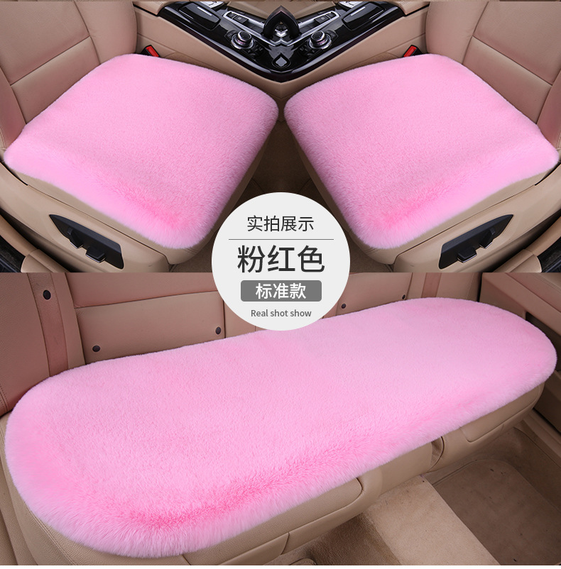 Live Streaming Influencer Specializes in Car Seat Cushions, Winter Plush Rabbit Plush Short Plush Universal Seat Cushion Cover Three-Piece Set