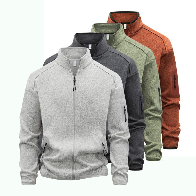 Felpa con cappuccio e colletto rialzato, stile coreano, con maniche lunghe, da uomo, con cerniera, autunno e inverno, nuova tendenza moda_voghion.com