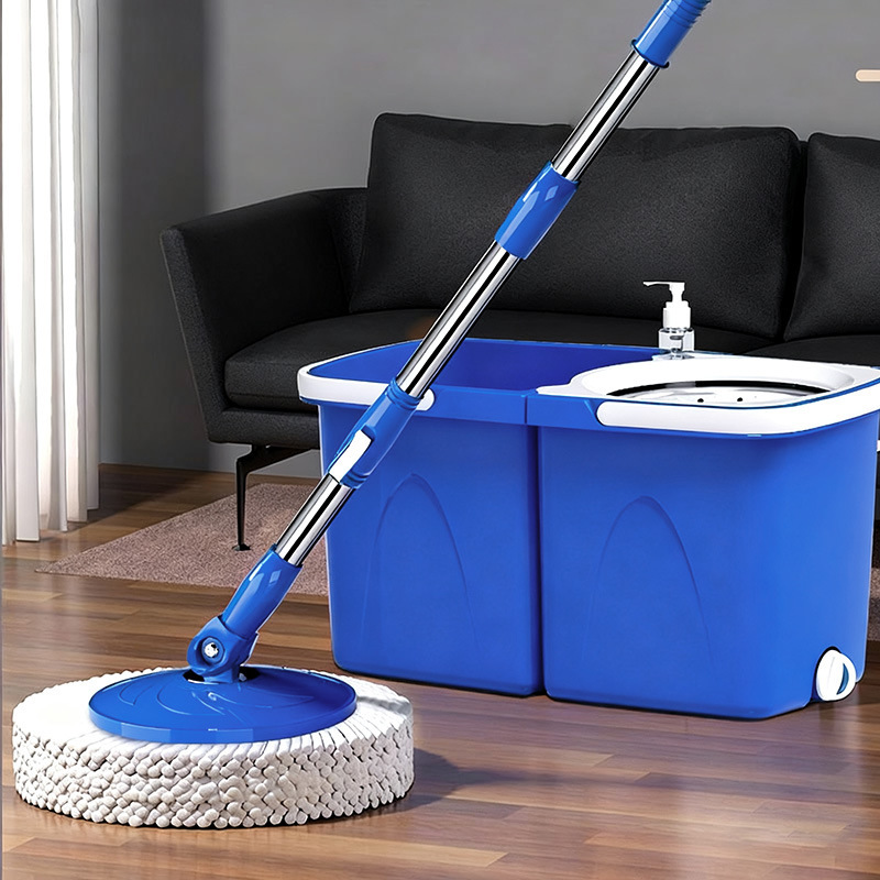 Hand-Washable Free Rotary Mop Household One-Tow Clean Double-Drive Dry-up Floor Mopping Artifact Thickened Single Barrel Mop Mop Mop