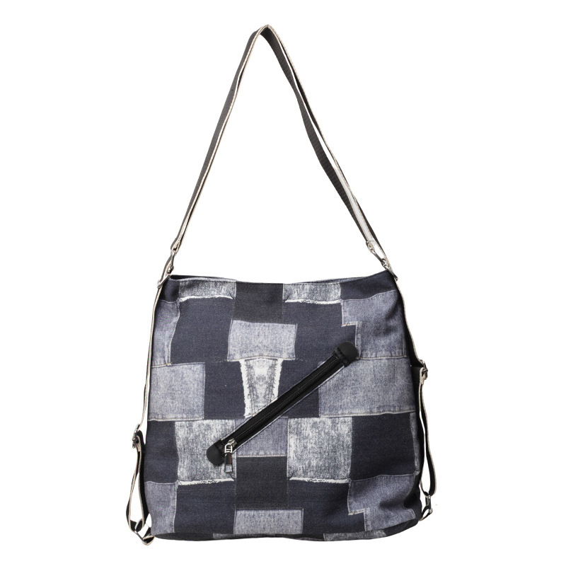 Mochila con sentido de diseño, bolso de nicho, correa de hombro ancha para mujer, bolso de mezclilla de gran capacidad, bolso de mensajero de un solo hombro, mochila multiusos