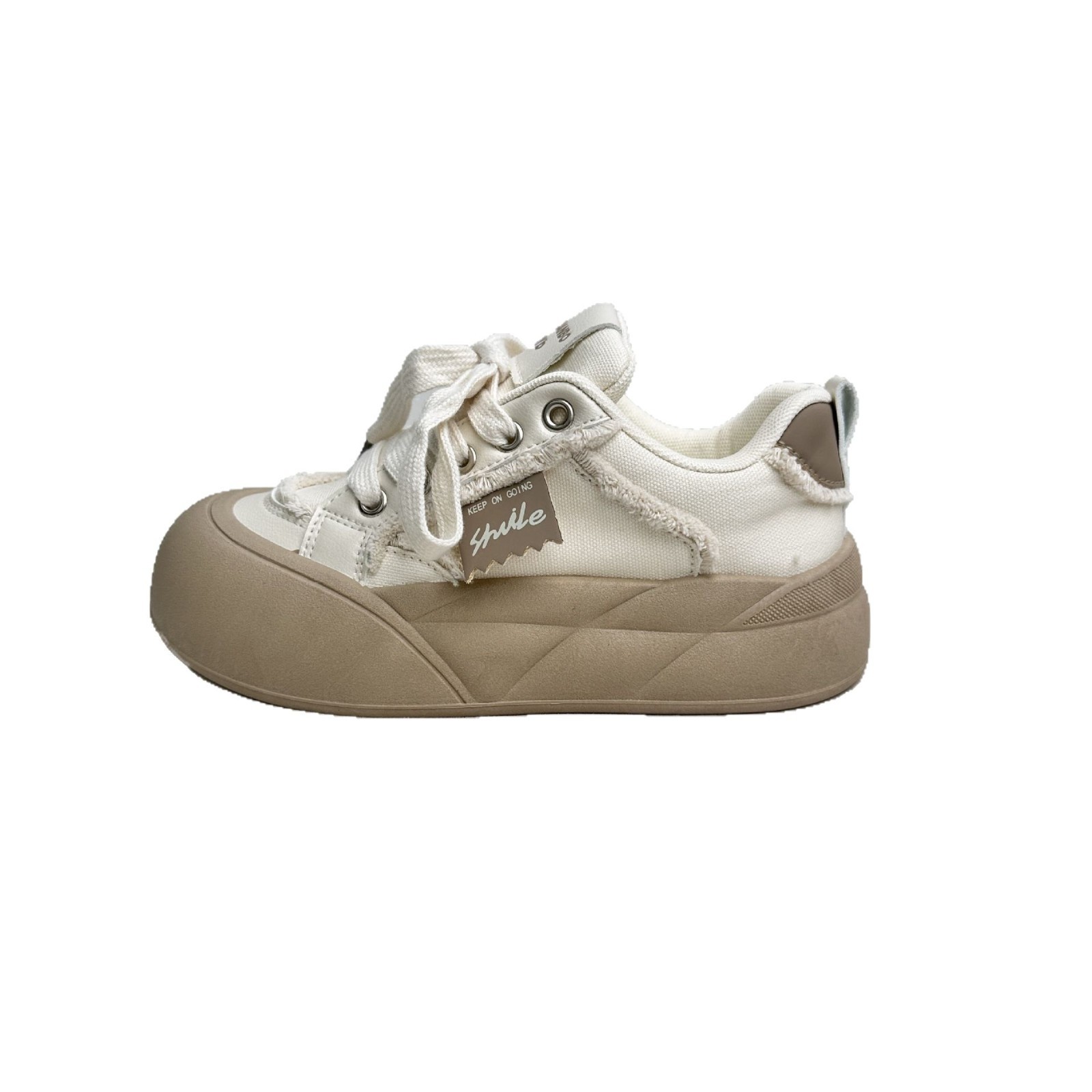 Yuanbo 2025 primavera zapatos de punta grande zapatos de plataforma de corte bajo para mujer deportes y ocio zapatos blancos zapatos de mujer coreanos