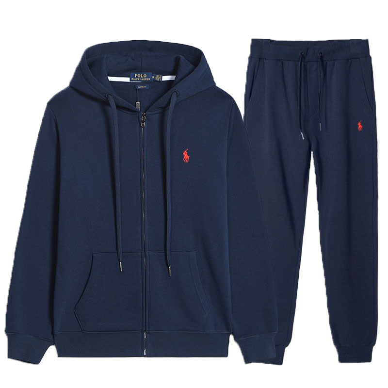 Navy blue zipper set - red accent