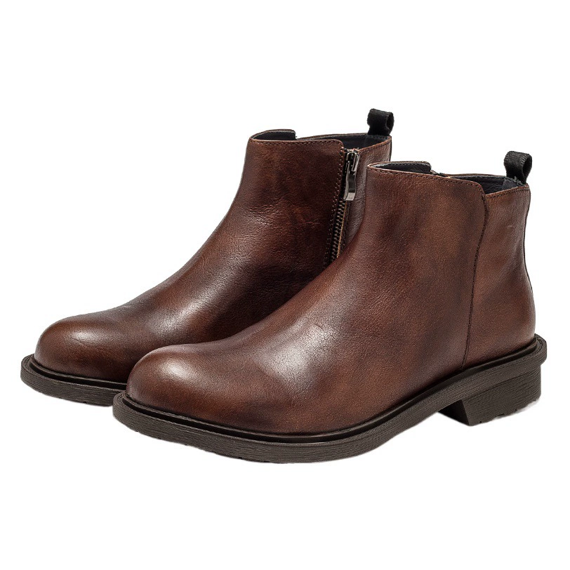 Shanghai Jieju, осень 2022, новые цветные деловые ботинки из воловьей кожи с плоским круглым носком и верхним слоем ручной работы в стиле ретро