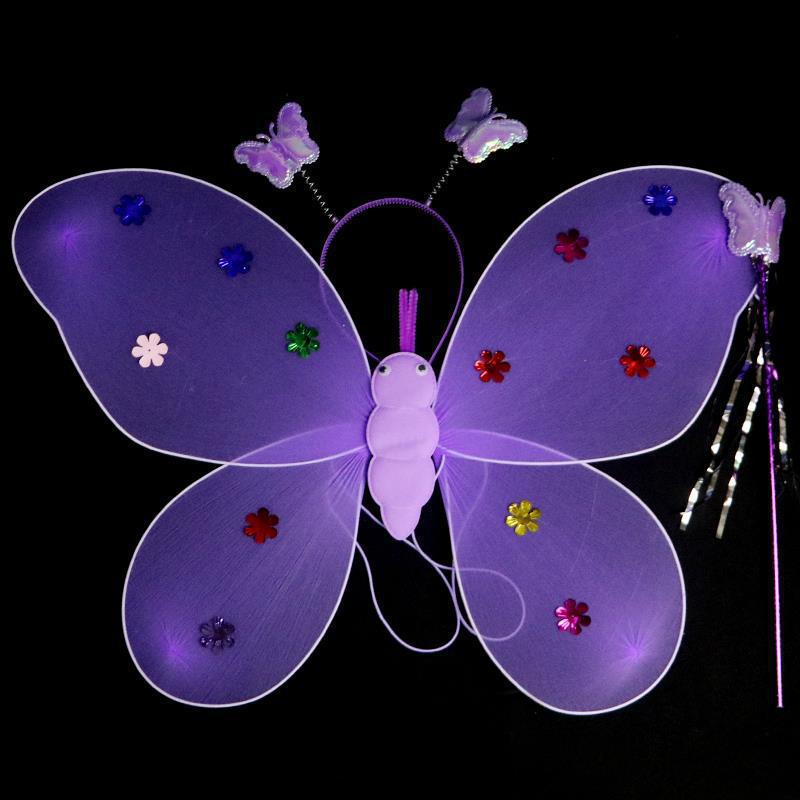 Mariposa brillante alas juguetes para niños regalos de cumpleaños estrella falda de hadas palo pequeña princesa conjunto de props