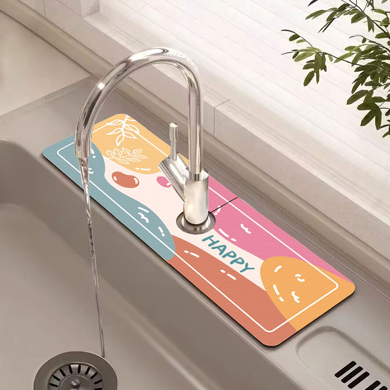 Diatomaceous mud faucet suction pad, washbasin, kitchen sink, drain pad, anti splash water, bathroom countertop pad_voghion.com