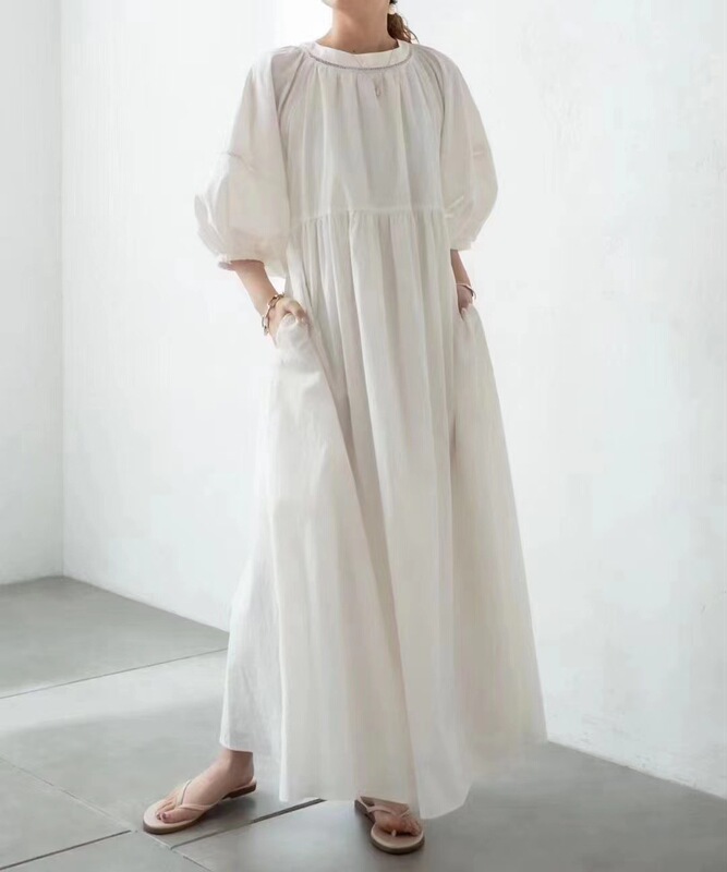 Japanese super long loose lantern sleeve two sides dress Japanese super long loose lantern sleeve two sides dress