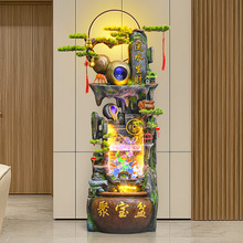 东南亚假山流水喷泉摆件招财开业乔迁风水轮聚宝盆客厅循环水批发