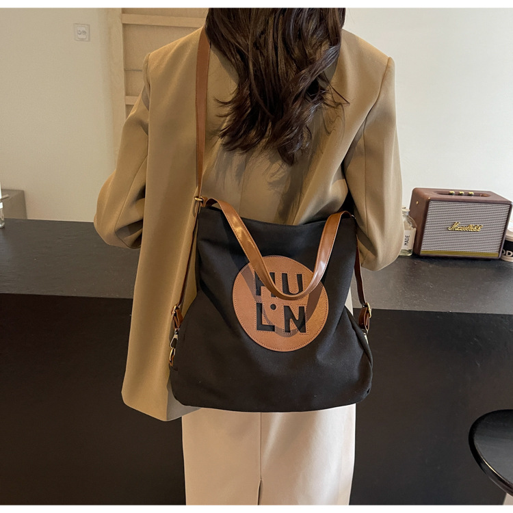 Korean letter printed multi-purpose cloth bag, 2024 new style, high-quality student backpack, commuting single-shoulder bag undefined