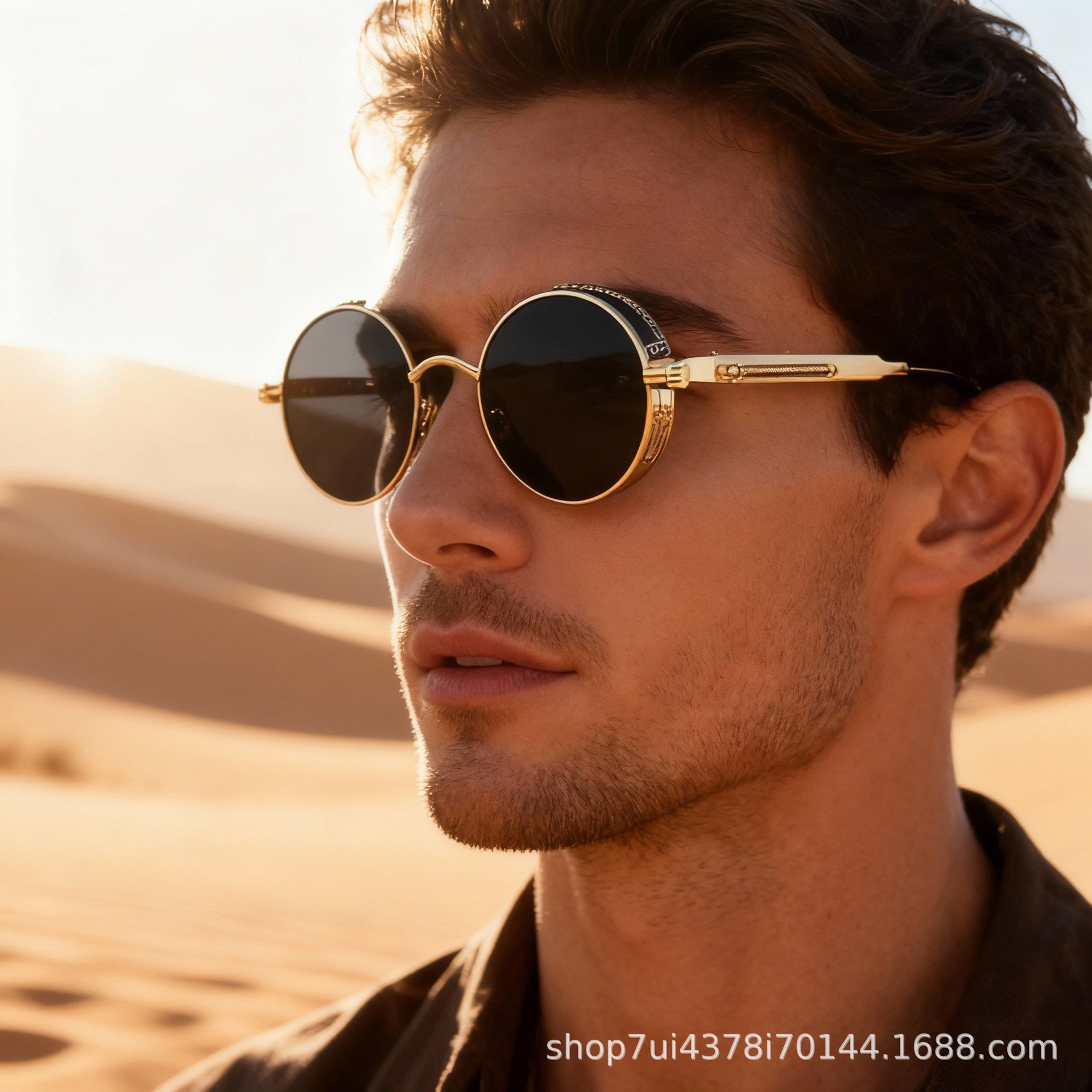 欧美个性蒸汽朋克跨境眼镜圆框潮流女士金属框新款男士墨镜太阳镜