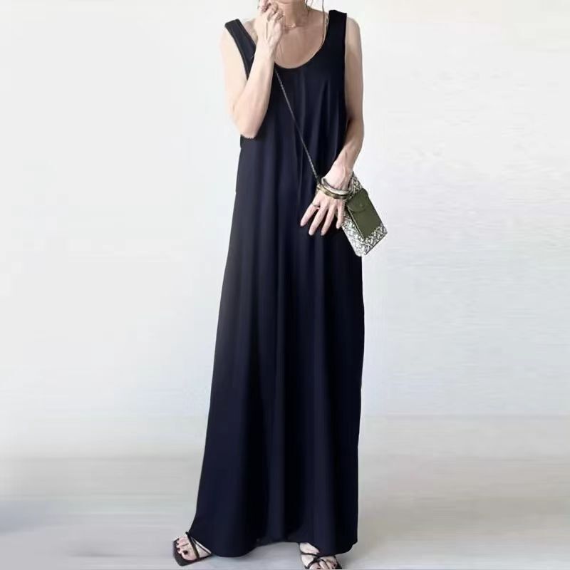 Japanese and Korean New Sleeveless Comfortable Casual Dress Elegant All-match Straight Japanese and Korean Dress