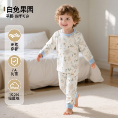 2025秋季新款儿童纯棉家居服套装男女童卡通印花睡衣