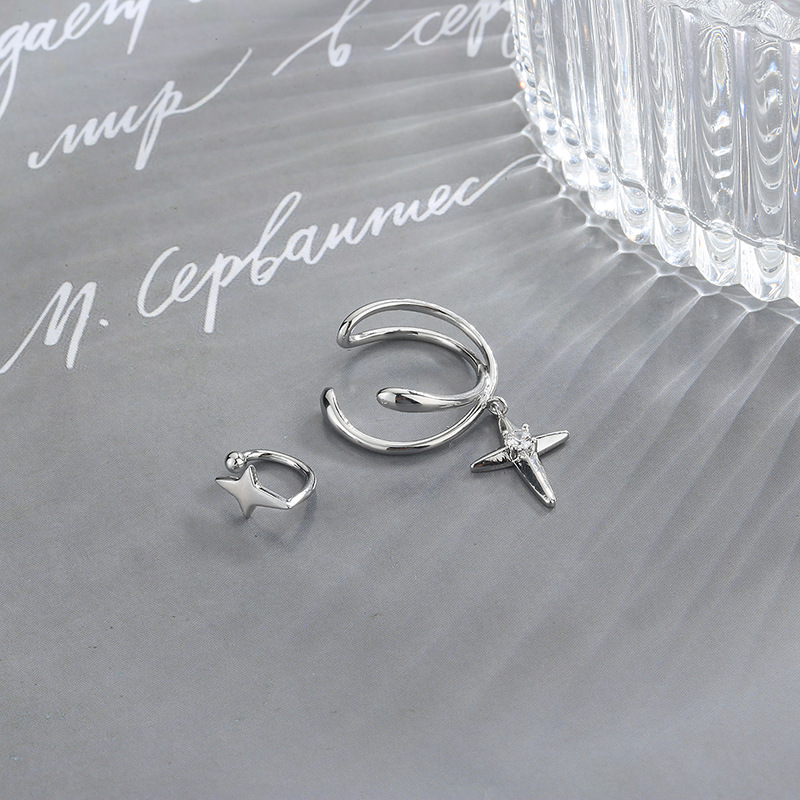 Non-pierced Star Cross Earrings For Men Punk Style Ear Cuff_voghion.com