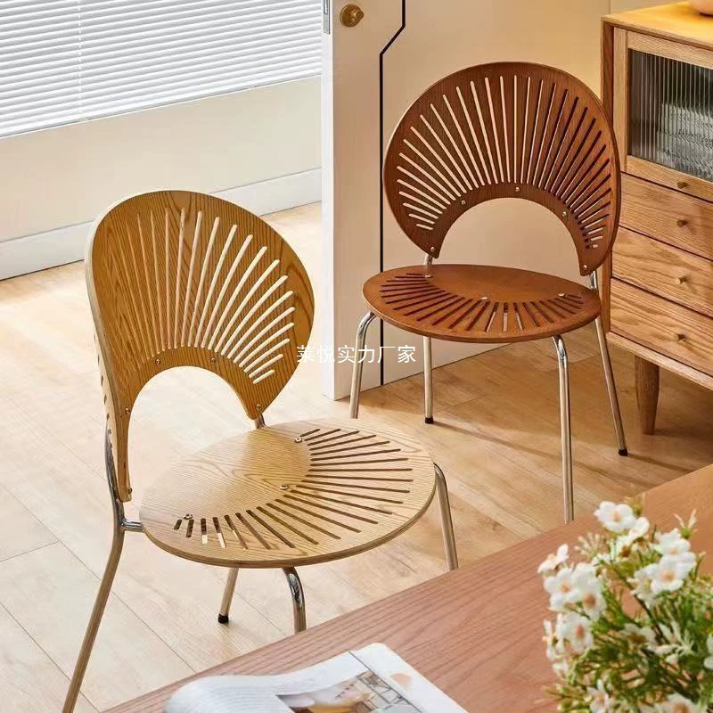 Скандинавский обеденный стул из массива дерева, стул в стиле Nordic Light Luxury, домашний балконный стул из массива дерева в стиле ins, простой стул для столовой или террасы.