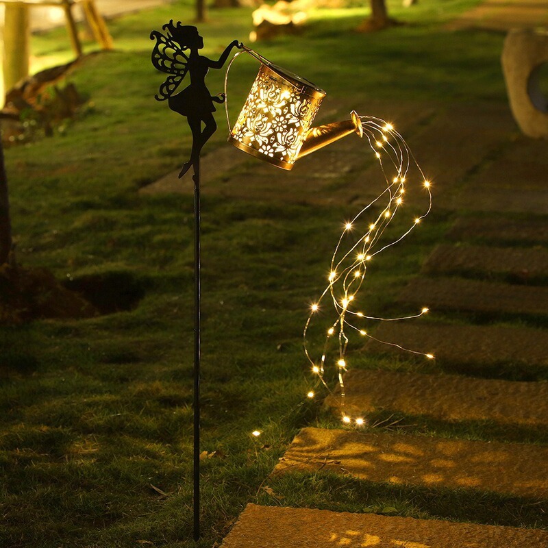 Cross-Border Hot-Selling Solar-Powered Flower Fairy Lawn Light, Iron Art Hollow-Out Projection Outdoor Garden Decoration Ornament