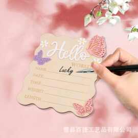 亚马逊跨境木质宝宝公告标志牌木制婴儿出生月份牌纪念装饰品摆件