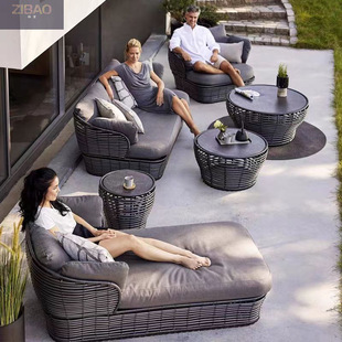 Outdoor Rattan Sofa Combination Courtyard Garden Waterproof Sun Protection Outside Balcony Leisure Rattan Sofa Coffee Table