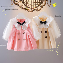 女寶寶連衣裙春秋洋氣兒童裙子ins仙氣學生泡泡袖生日禮服公主裙