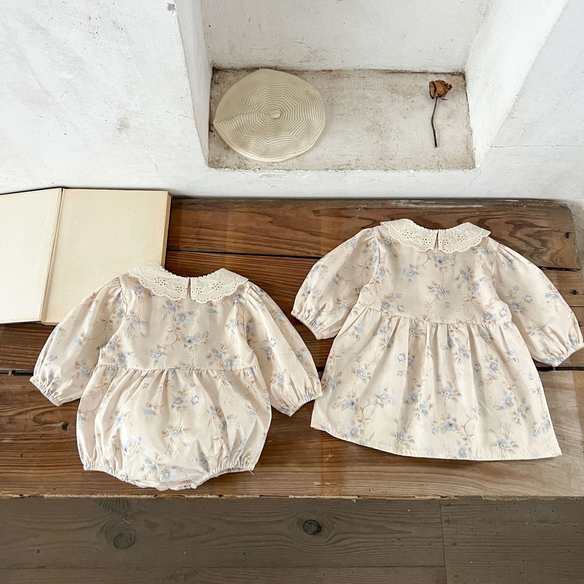 Ins ropa de bebé primavera y otoño ropa de bebé dulce luna llena cien días princesa flor triturada ropa de salida