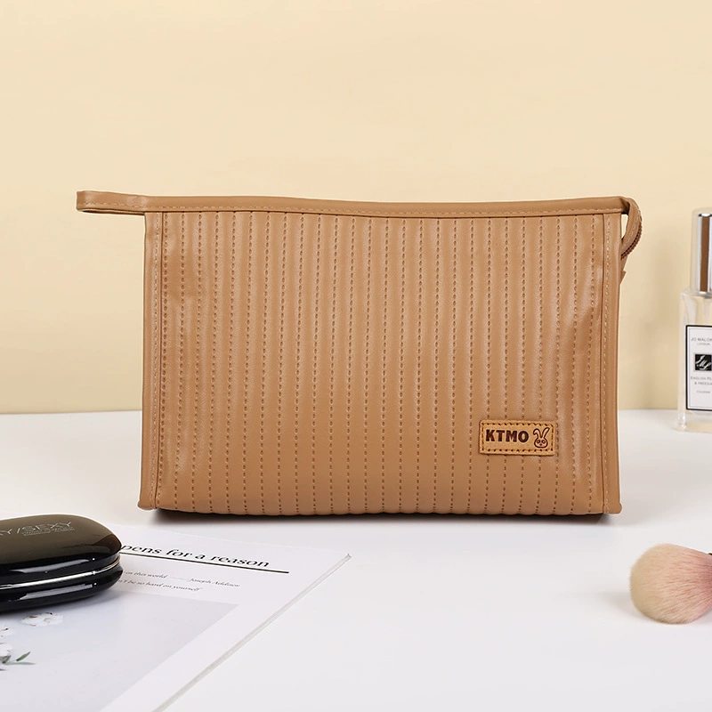 Polyurethane Cosmetic Bag, Handheld Waterproof Organizer, Spacious 24.2×19.6×3.6 cm