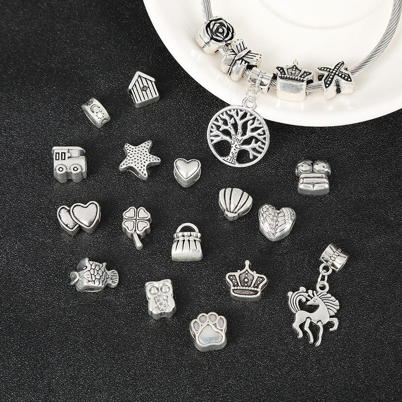 Cross-Border Personalized Xizang Silver Accessories Trendyy Pendant Bracelet Spacer Beads DIY Bracelet Necklace Jewelry Small Pendant Cross-Border Personalized Xizang Silver Accessories Trendyy Pendant Bracelet Spacer Beads DIY Bracelet Necklace Jewelry Small Pendant