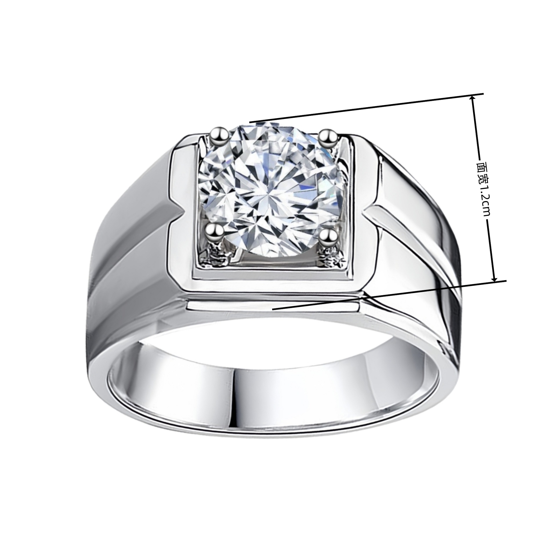 Anillo de compromiso moissanite lujo chapado en oro blanco abierto_voghion.com