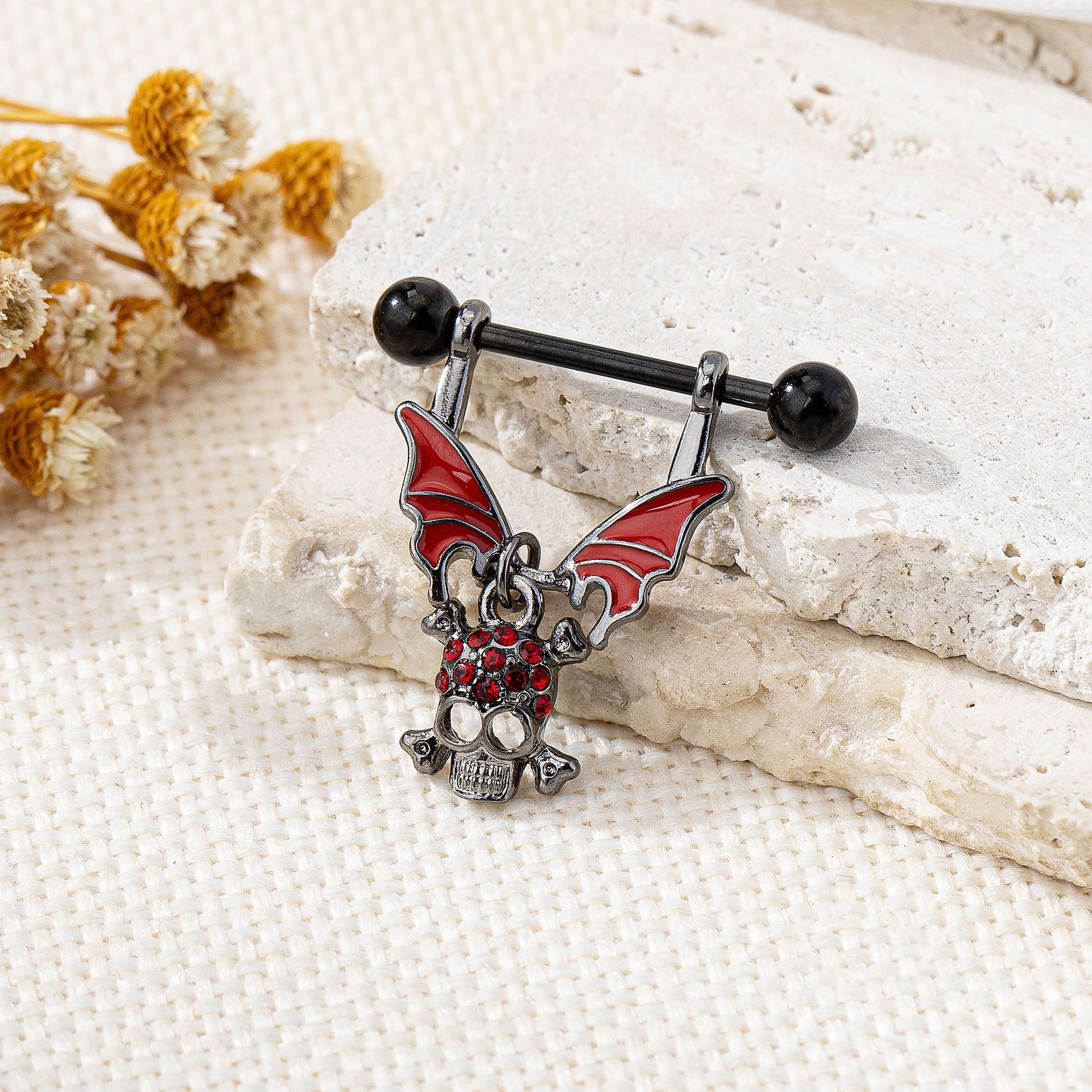New Hot-Selling Dark Halloween Stainless Steel Bat Nipple Little Devil Navel Piercing Jewelry In Stock_voghion.com