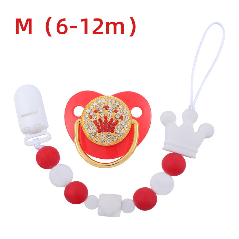 Bebé suministros corona chupete bebé silicona corona perlas mordedura chupete cadena anti-caída traje de cadena Nuevo