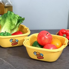 厚い小黄鴨の水たまりかごの二重多機能の野菜かごの家庭用台所の野菜を洗って果物かごを洗うことができます。