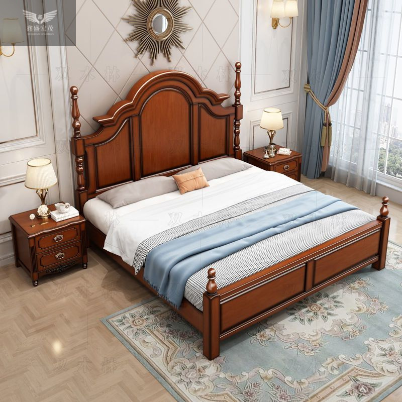 Luz de lujo americano cama de madera sólida 1.8m cama doble cama principal cama de matrimonio europea 1.5m caja de altura cama de almacenamiento dormitorio doméstico