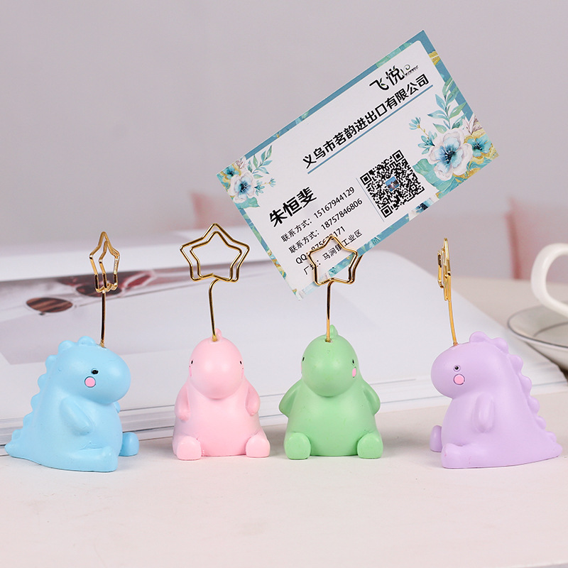 ins北欧可爱卡通名片照片夹学生办公桌面立式留言便签夹装饰摆件