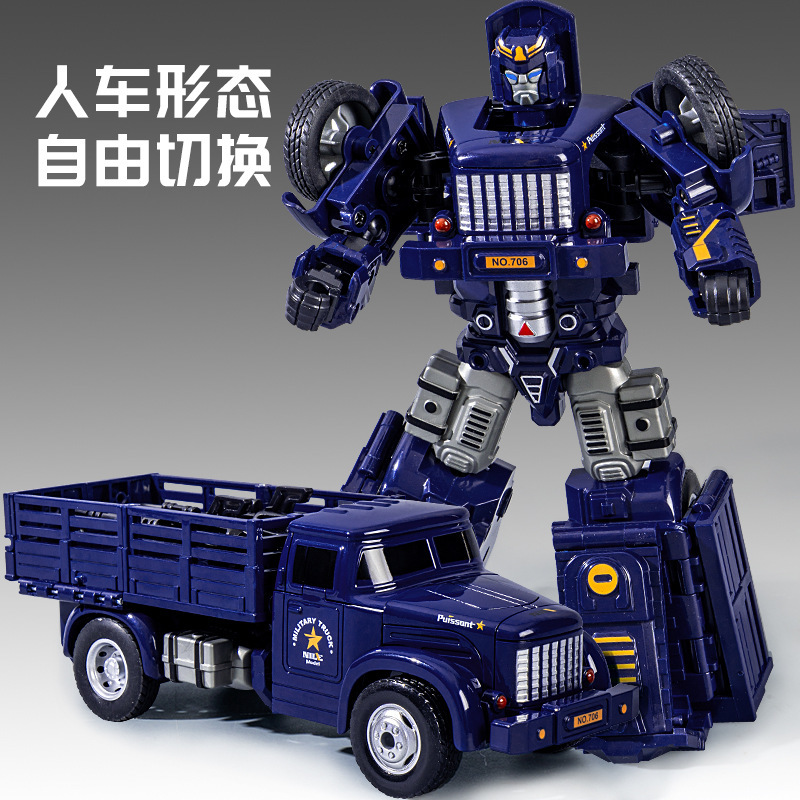 Simulated Military Vehicle Model Kidsren's Manual Transforming Robot Truck Inertia Aircraft Boy Transforms into a Car