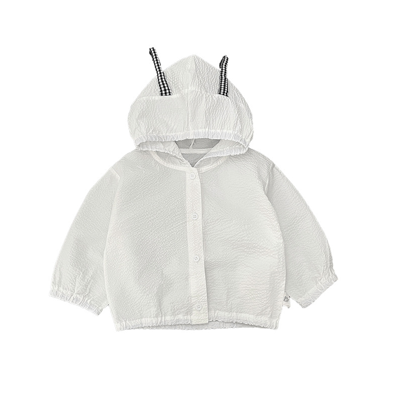 Ropa de bebé de verano, ropa de protección solar ligera, nueva camisa de aire acondicionado de algodón transpirable con capuchón de verano, abrigo universal