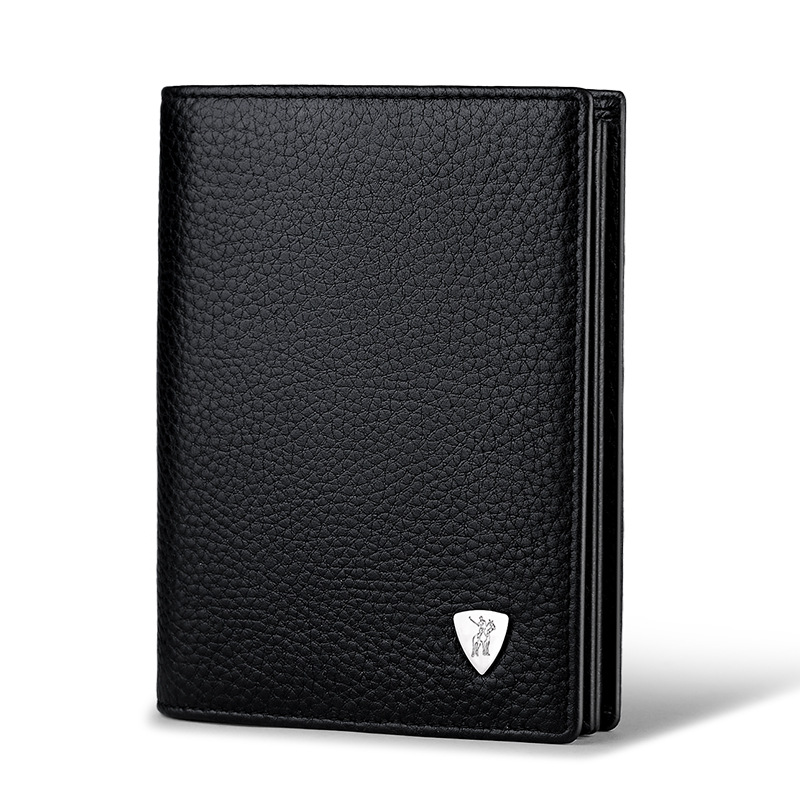 英皇保罗牛皮男士钱包男牛皮钱夹潮流短款零钱包真皮两折钱包批发