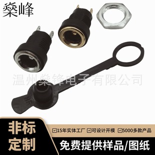 Factory Supplied Dc022B Gold-Plated High Current Dc Power Socket Threaded Metal Round Dc Charging Stand with Waterproof Cap
