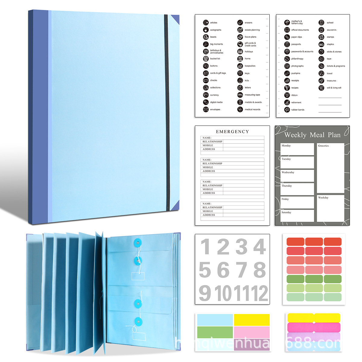 얇은 단면-블루-오르간 가방-하이 구성