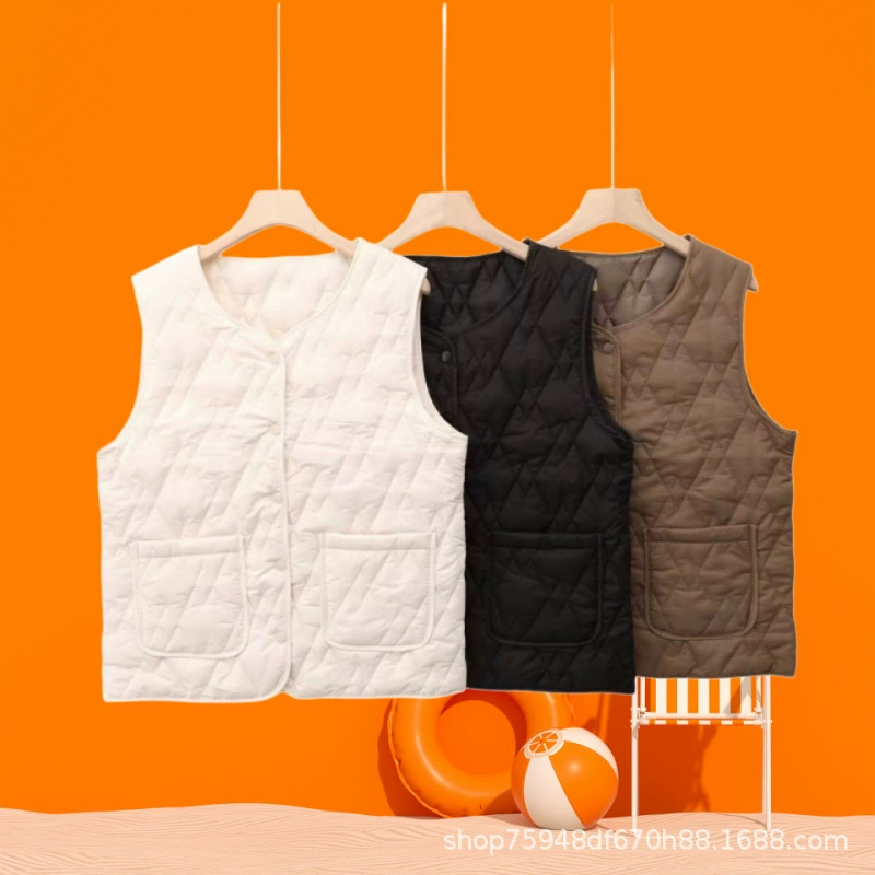 Популярный женский жилет для осени и зимы, модная верхняя одежда, свободная и легкая хлопковая куртка, новый утепленный теплый жилет с ромбовидным узором.